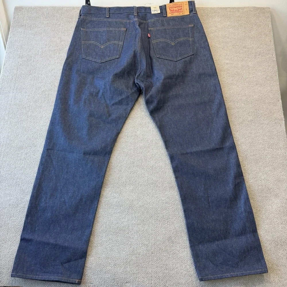 NWT Levis 501 Original Fit Mens Shrink- To- Fit Jeans‎ 42x32 Dark Blue Wash